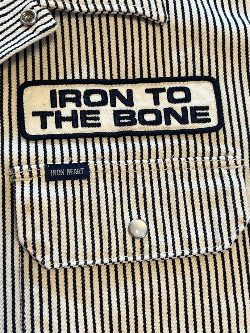 IRON HEART Stripe Shirt L Heavyweight Embroidery Japan Short