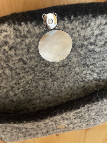 Boiled Wool Crossbody/ Clutch Bag. BOHO-chic, Handmade Gray & Black - Picture 8 of 11