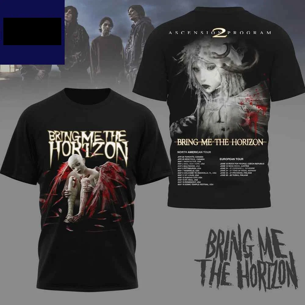 Bring Me The Horizon North American Tour 2026 Black S to 5XL 3D