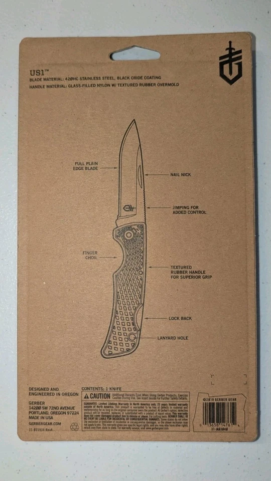 Faca de bolso Gerber US1: 2,6 pol. comprimento da lâmina - RECHEIOS DE ESTOQUE! - Imagem 2 de 4