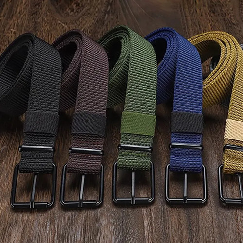 Men's Belt Porous Canvas Pin Buckle Leather Belt Outdoor Sports Belt Women's - Picture 16 of 26