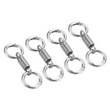 Spring Double Ring Keychain Dual Key Ring Holder Silver, Pack of 4 