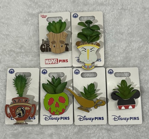 Neu 6er Set Disney Parks Sukkulenten Pflanzstifte - Groot Chip Lampe Vase Apfel - Bild 1 von 2