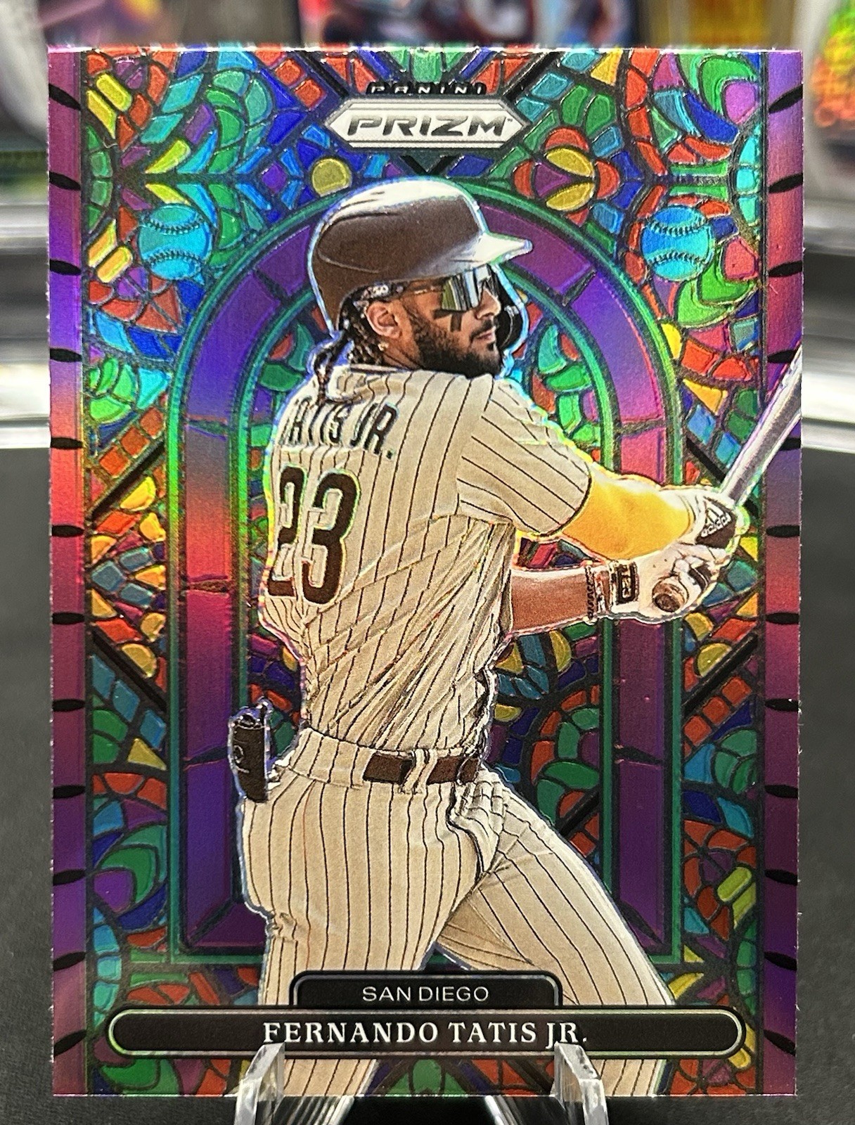 2022 Panini Prizm Fernando Tatis Jr. Stained Glass Purple Prizm #SG-1