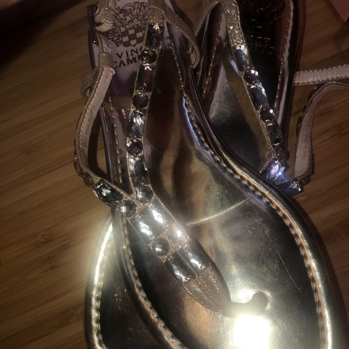 Vince Camuto Oro Joya Bling Correa Ajustable Estrás Sandalias Cuero 8 NUEVAS - Imagen 2 de 11