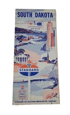 1965 Standard Oil South Dakota Vintage Road Map Great Gas Art Cover Petroleum