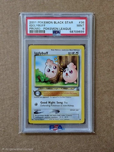 2001 POKEMON PROMO BLACK STAR POKEMON LEAGUE #36 IGGLYBUFF PSA 9 MINT