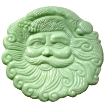 Vintage Cracker Barrel JADEITE Glass SANTA CLAUS Face CHRISTMAS Cookie PLATE