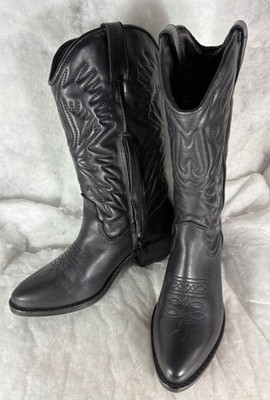 Steve Madden Hayward Boots Black  Leather Women 6M Western Cowgirl HAYW01S1 ZIP