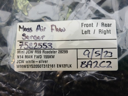 Mini R56 - R60 N14 MAF Mass Air Flow Meter 7582553 - Picture 9 of 13