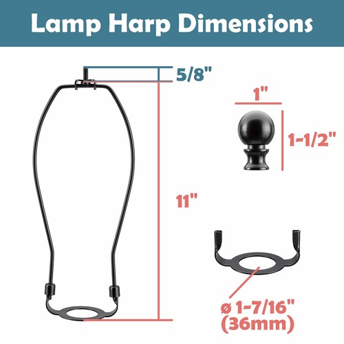 20042-32A, 11" Lamp Shade Harp Holder with E26 UNO Fitter Adapter, Includes S... - Picture 2 of 4