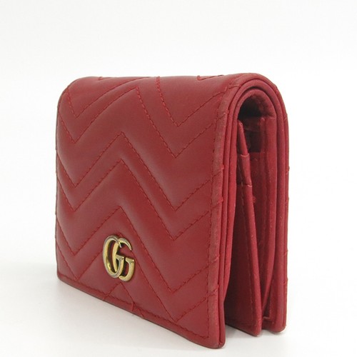 Gucci 466492 Red Matelassé Marmont Chevron Card & Business Card Mini Wallet - Picture 3 of 7