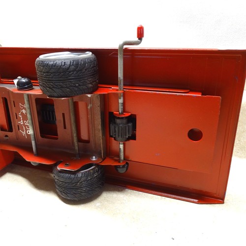 Vintage Tonka Ramp Hoist Truck, Pressed Steel, Red 1962 Era, Custom Wheels-Low - Picture 12 of 21