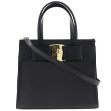 Bolso de hombro Salvatore Ferragamo Vara cinta cuero negro para mujer #NB182