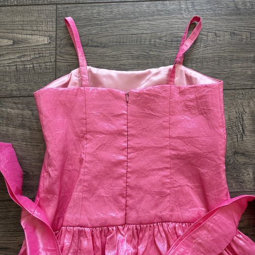 Davis Charles neon pink tafeta ruffle dress girls sz 6 - 10 (see photos) - Picture 9 of 12
