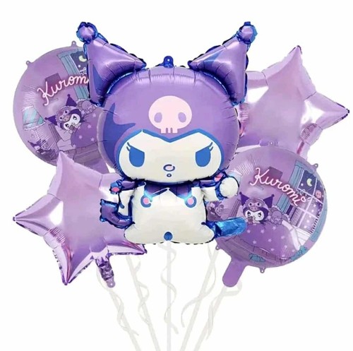 USA Lila KUROMI 5 Folienballons Set Party Motiv Deko GEBURTSTAG HELLO KITTY