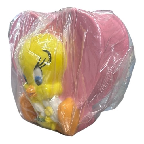 Vintage Looney Tunes Tweety Bird Warner Brothers Pink Heart Vase Planter RARE - Picture 12 of 19