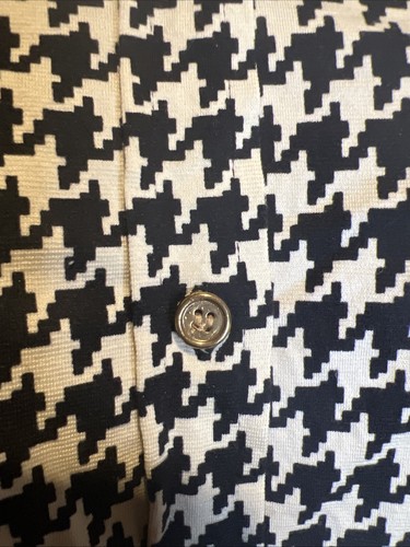 J. McLaughlin Button Up Top Houndstooth Gold Buttons Large 3/4 Sleeve Stretchy - Picture 3 of 9