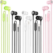 Wired Earbuds with Microphone 5 Pack, in-Ear Headphones with Heavy Bass, High So