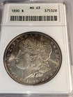 1890 $1 Morgan Silver Dollar ANACS MS63 Uncirculated Certified Business Strike