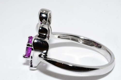 $395 .925 Sterling Silver 1.00CT Heart Cut Lab Created Sapphire Cocktail Ring - Picture 3 of 7