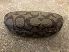 COACH EYEGLASSES SUNGLASSES CASE CLAMSHELL BROWN TAN LOGO PRE-OWNED REGULAR