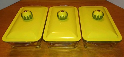 Anchor Hocking Fire King Auflaufform Ofengeschirr Atomic Gelb Glas Scheuern  - Bild 2 von 11