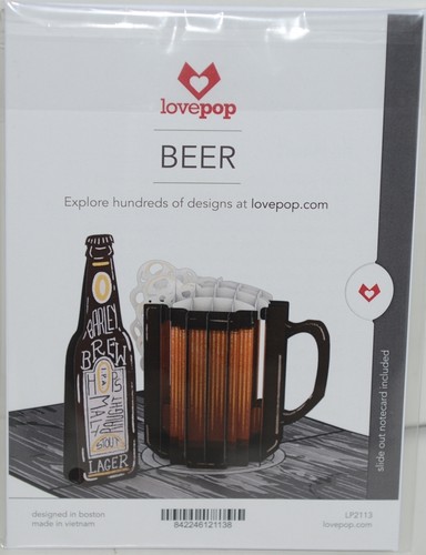 Lovepop LP2113 Beer Pop Up Card Slide Out Note White Envelope Cellophane wrapped - Picture 6 of 7