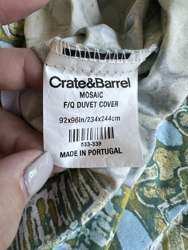 Crate & Barrel Mosaik grün blau Bettbezug Full/Queen 100% Baumwolle Boho Hippie - Bild 4 von 6