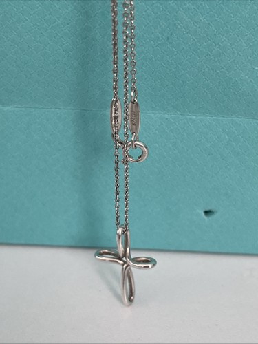Tiffany & Co. Elsa Peretti Silber Infinity Kreuz Anhänger Kette Halskette  - Bild 5 von 8