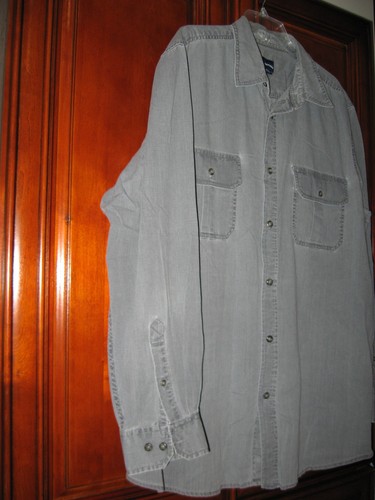Lot of 4, Basic Mens Work Shirts,Button Front,Cotton,Blue,Gray,Pockets,XLT - Picture 3 of 10