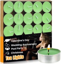 25pcs Green Tea Lights Candles Set - Mini Votive Tealight