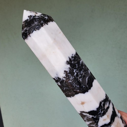 Schwarz Weiß Zebra Jaspis Kristall Turm groß XL l 1030 Gramm | 2lbs 4oz | 13,5" - Bild 5 von 10