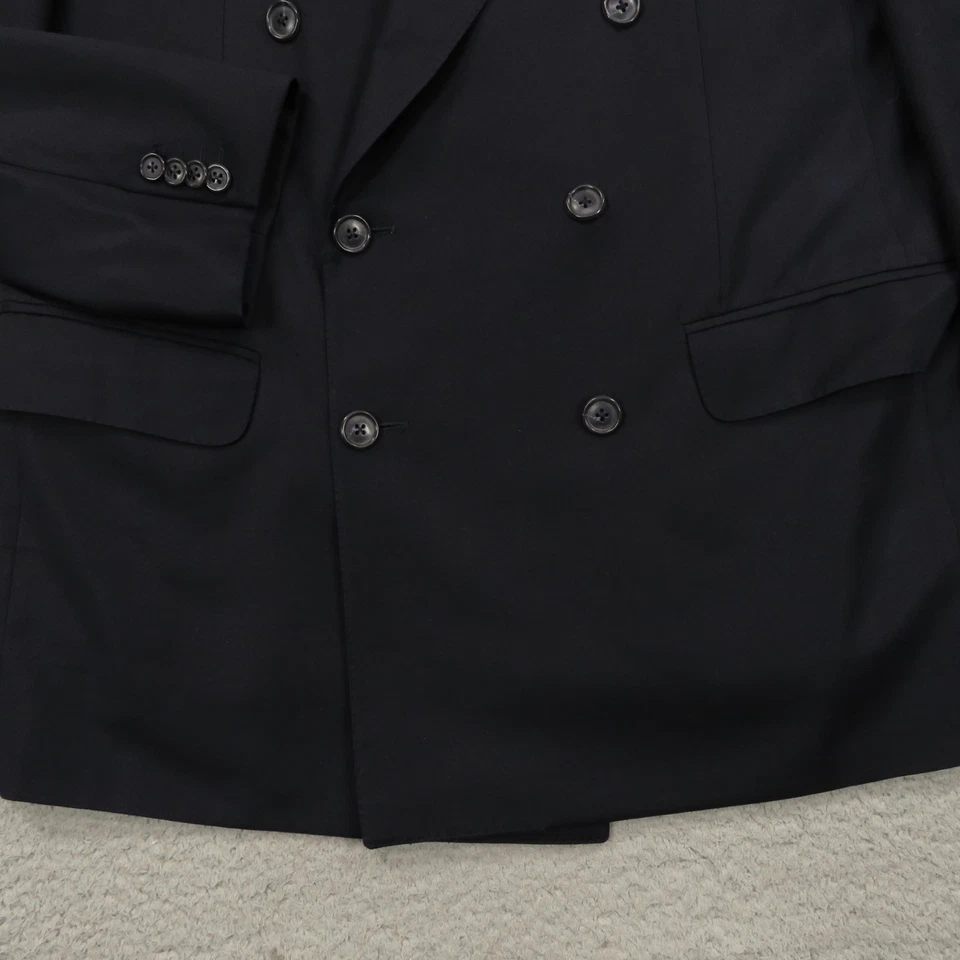 Blazer Ermenegildo Zegna 42R Super 100s Lana Pecho Azul Marino Doble Pecho 6 Botones Foto 3 de 4
