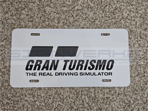 Gran Turismo Black Vanity Plate metal novelty white plate