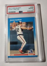 STEVE CARLTON -- 1987 FLEER -- GLOSSY -- #490 -- PSA NM-MT 8