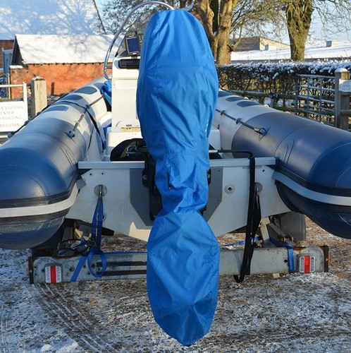 Ducksback Voll Außenbord Motorabdeckung 15 - 20 PS Motoren Geschwindigkeit/Rippe Boot blau - Bild 4 von 9