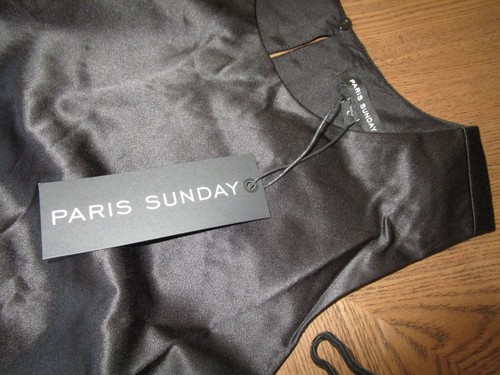NWT Paris Sunday Black Sateen Sleeveless Keyhole Lined Dress Size L - Picture 1 of 5