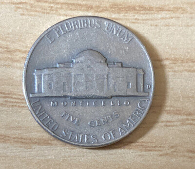 1964 D Jefferson Nickel mint mark on back circulated - Error On