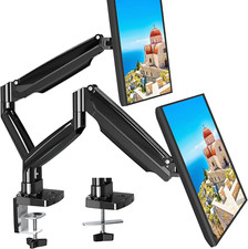 Dual Monitor Desk Mount for 22"-35" Screens, Fully Adjustable Gas Spring Arm