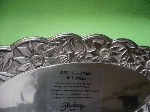 NEW Gorham bread serving tray 1831 Metalware 14.5 " SUNFLOWER in original box - Picture 6 of 9