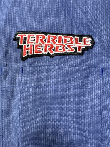 Camisa Oficial Terrible Otoño Empleado de Gasolinera Trabajo Abotonada Azul XL - Imagen 9 de 9