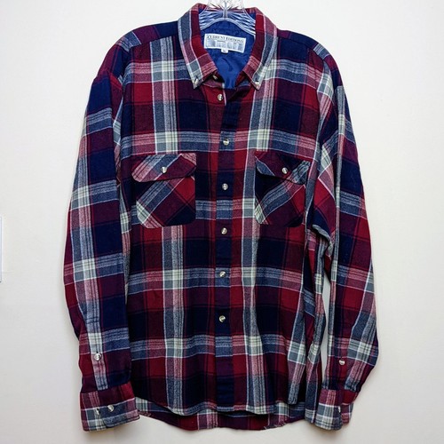 Vintage 70s 80s Current Edition Acrylic Flannel Plaid Shirt Large - Picture 1 of 5