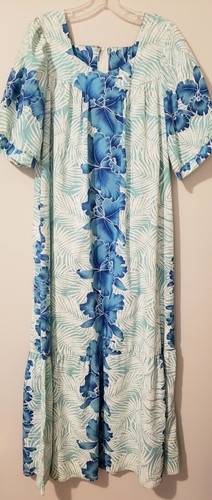 Vintage Hawaii Maxikleid Damen groß Hawaii Blumen Stufen Royal Creations  - Bild 1 von 13