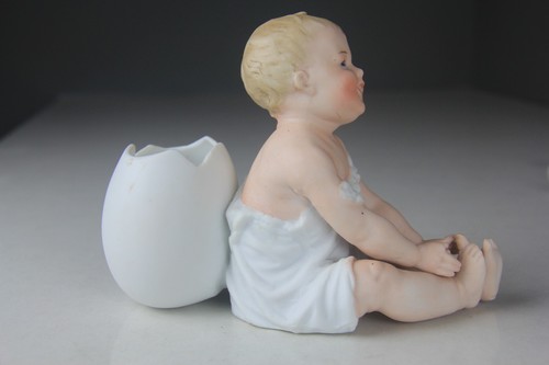 Antique German Bisque Easter Baby with Egg Shell - Read! - Picture 5 of 21