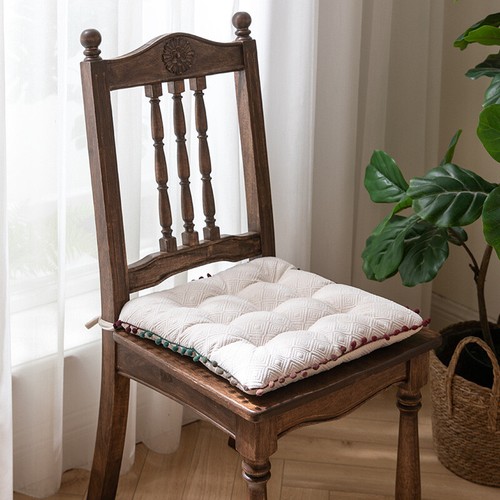 Cojín cuadrado redondo estilo marroquí borde pompón sofá almohada acolchado suave - Imagen 22 de 22