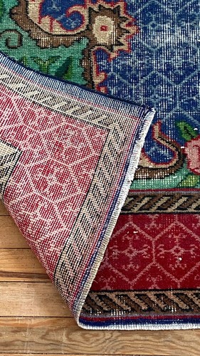 Vintage Antique Rug, 5.4x8.3 ft Rug, 5x8 Blue Rug, Handmade Oriental Rug, Carpet - Picture 7 of 10