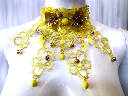 choker woman jewelry vintage collier collar wedding necklace macrame embroidered - Picture 4 of 24