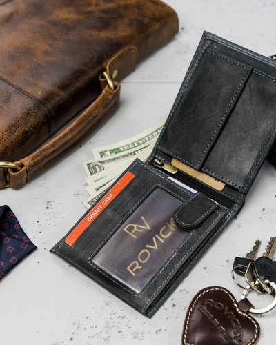 Horizontal folding men's wallet with external card pocket - Always Wild - Picture 5 of 12