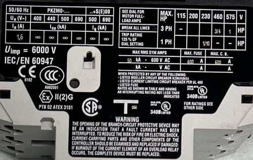 Lot of 2 Eaton Moeller PKZMO-1,6 Motor Protective Circuit Breaker - Picture 3 of 8